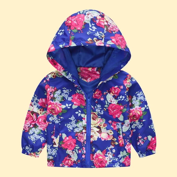 VEKDONE Boys Girls Windbreaker Jacket Kids Lightweight Water Resistant Hooded Zip Up Active Outerwear Cute Print Outdoor Spring Fall Casual Playwear Coats
