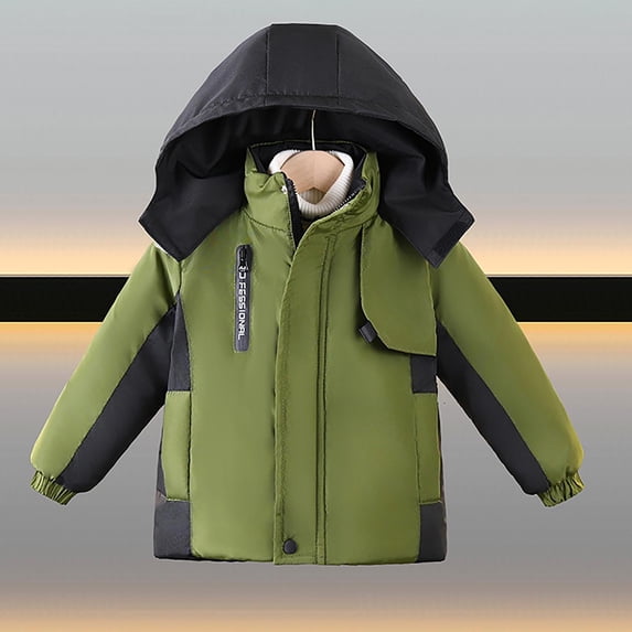 VEKDONE Boys Girls Winter Coats Heavyweight Warm Hooded Snow Coats Windproof Cold Weather Outdoor Play Full Zip Outerwear With Pockets