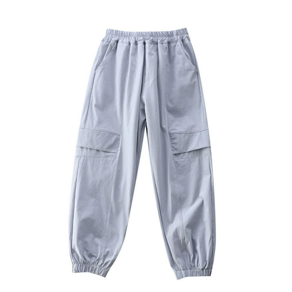 VEKDONE Boys Workout Pants Summer Loose Fit Thin Quick Dry Pants Outdoor Climbing Casual Long Pants Solid Color Lightweight Tapered Pants Gray 4 Years
