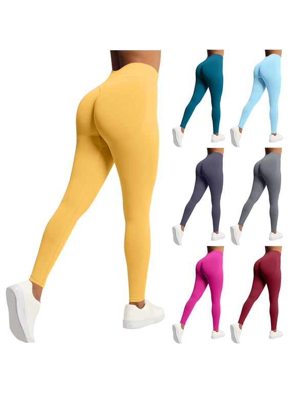 Butt Lifting Leggings for Women Gym Seamless High Waisted Tummy Control Stretchy Yoga Pants Solid Color Slim Fit Workout Tights