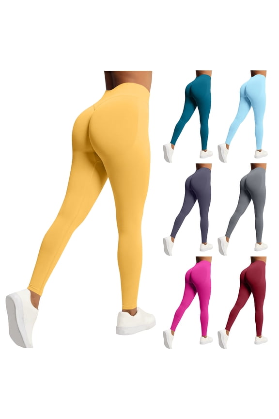 Butt Lifting Leggings for Women Gym Seamless High Waisted Tummy Control Stretchy Yoga Pants Solid Color Slim Fit Workout Tights