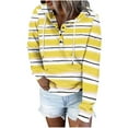 thumbnail image 1 of VEKDONE Button Hoodie Sweatshirts for Women 2025 Clearance Sale Long Sleeve Drawstring Stripe Pullover Blouse Fall Loose Fit Lightweight Tunics Tops with Pockets, 1 of 6