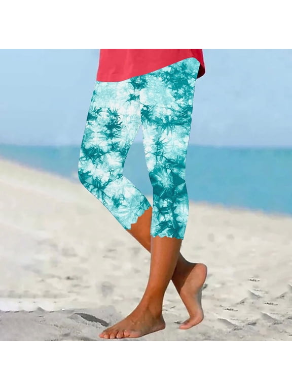 Capri Leggings for Women 2026 Trendy Tie-Dye Capris Pants Buttery Soft Comfy Yoga Leggings Summer High Waisted Tummy Control Cropped Pant
