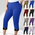 thumbnail image 1 of VEKDONE Capris Pants for Women Plus Size Stretchy Yoga Pants Lace Patchwork High Waisted Leggings Summer Slim Fit Soft Lightweight Workout Tights, 1 of 7