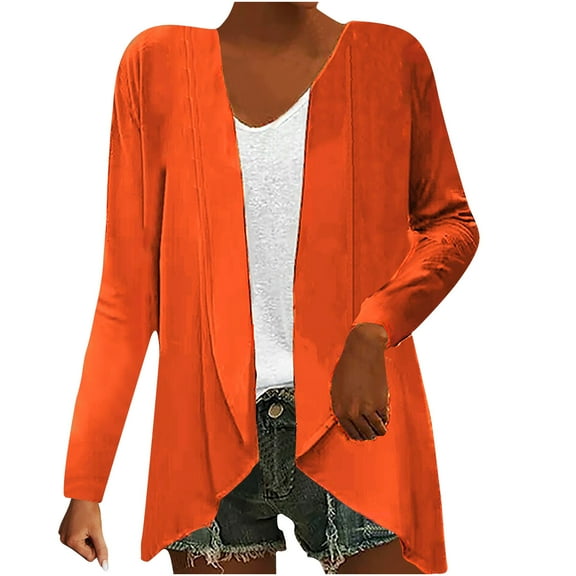 VEKDONE Cardigan Womens Lightweight Open Shawl Cardigan for Women Summer Fall Open Front Cardigan Casual Dressy Outerwear Orange,XL