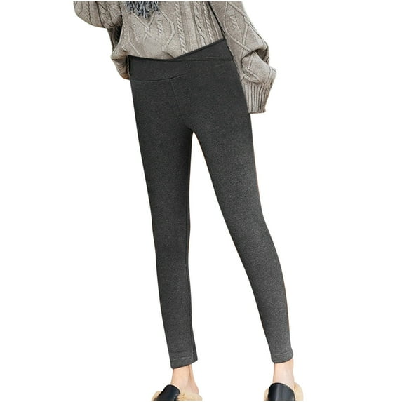 VEKDONE Casual Leggings for Women 2024 Clearance Sale Winter Thickened Plush Warm Long Pants Trendy High Waisted Stretchy Yoga Pant Tummy Control Gym Tights Dark Gray M