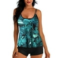 thumbnail image 1 of VEKDONE Casual Print Swimsuit 2 Piece for Women 2026 Sexy Tankini Strap Slim Bathing Suit Trendy Lightweight Swimwear and High Waisted Short Pants A Green XXL, 1 of 4