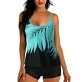 thumbnail image 1 of VEKDONE Casual Print Swimsuit for Women 2025 Clearance Strap Tankini Bathing Suit 2 Piece Casual Holiday Beach Swimwear with High Waisted Short Pants Blue L, 1 of 6