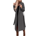thumbnail image 1 of VEKDONE Clearance 2024 Women Elegant Notched Collar Solid Color Mid-Length Double Breasted Slim Fit Wool Blend Trench Pea Coat Overcoat Dark Gray XL, 1 of 7