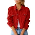 thumbnail image 1 of VEKDONE Clearance 2023 Women's Cotton Light Short Denim Jacket Button Closed 3/4 Sleeve Solid Color Jean Jacket Cardigan with Pockets, 1 of 5