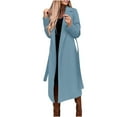 thumbnail image 1 of VEKDONE 2026 Women Elegant Notched Collar Solid Color Mid-Length Double Breasted Slim Fit Wool Blend Trench Pea Coat Overcoat Light Blue M, 1 of 7