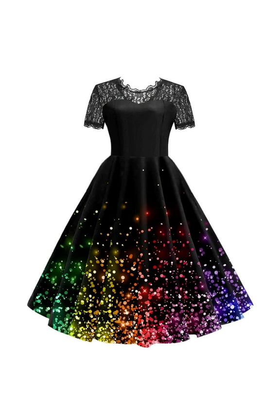 2025 Women Vintage Cocktail Dresses Lace Short Sleeve Tea Party Dress Formal Wedding Guest Dress, Hawaiian Dresses For Women
