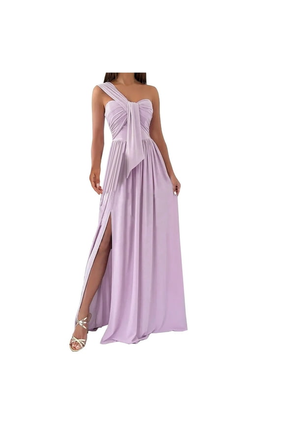 2025 Womens Elegant Wedding Guest Dress One Shoulder Evening Formal Cocktail Long Maxi Dresses, Hawaiian Dresses For Women