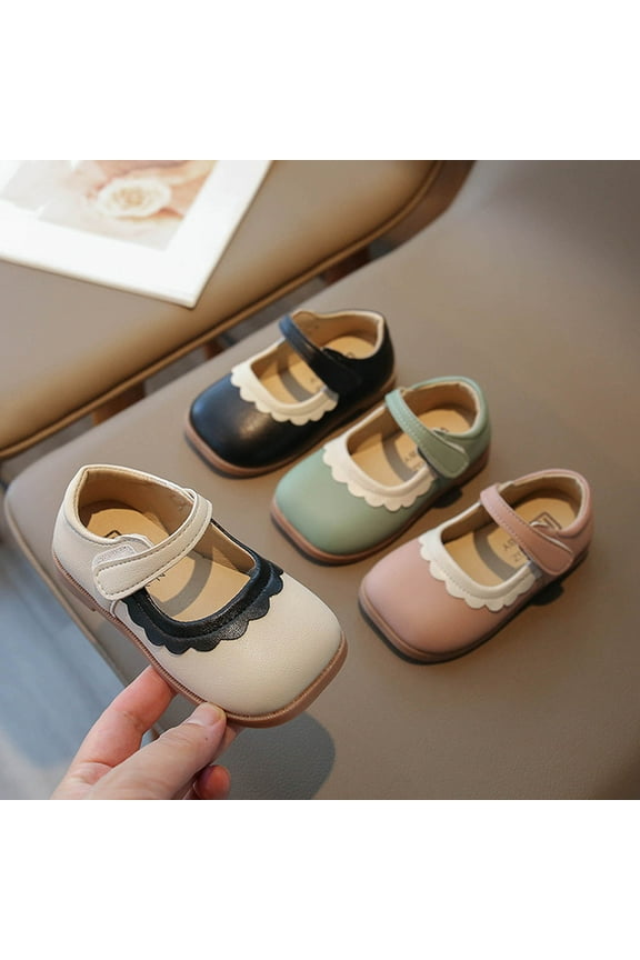 Baby Girls Premium Mary Jane Flats Rubber Sole Wedding Party Princess Ballet Shoe Rubber Sole Cute Baby Mary Janes Black,24