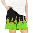 thumbnail image 1 of VEKDONE Boys And Girls Hawaiian Shorts Flame Print Lounge Shorts Summer Outdoor Vacation Beach Shorts with Pockets Elastic Waisted Loose Shorts Green 13-14 Years, 1 of 4