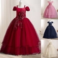thumbnail image 1 of VEKDONE Flower Girl Tulle Dress Toddler Kids Mesh Layered Princess Dress Fashion Floral Applique Party Puff Dresses Size 7-8Years, 1 of 10
