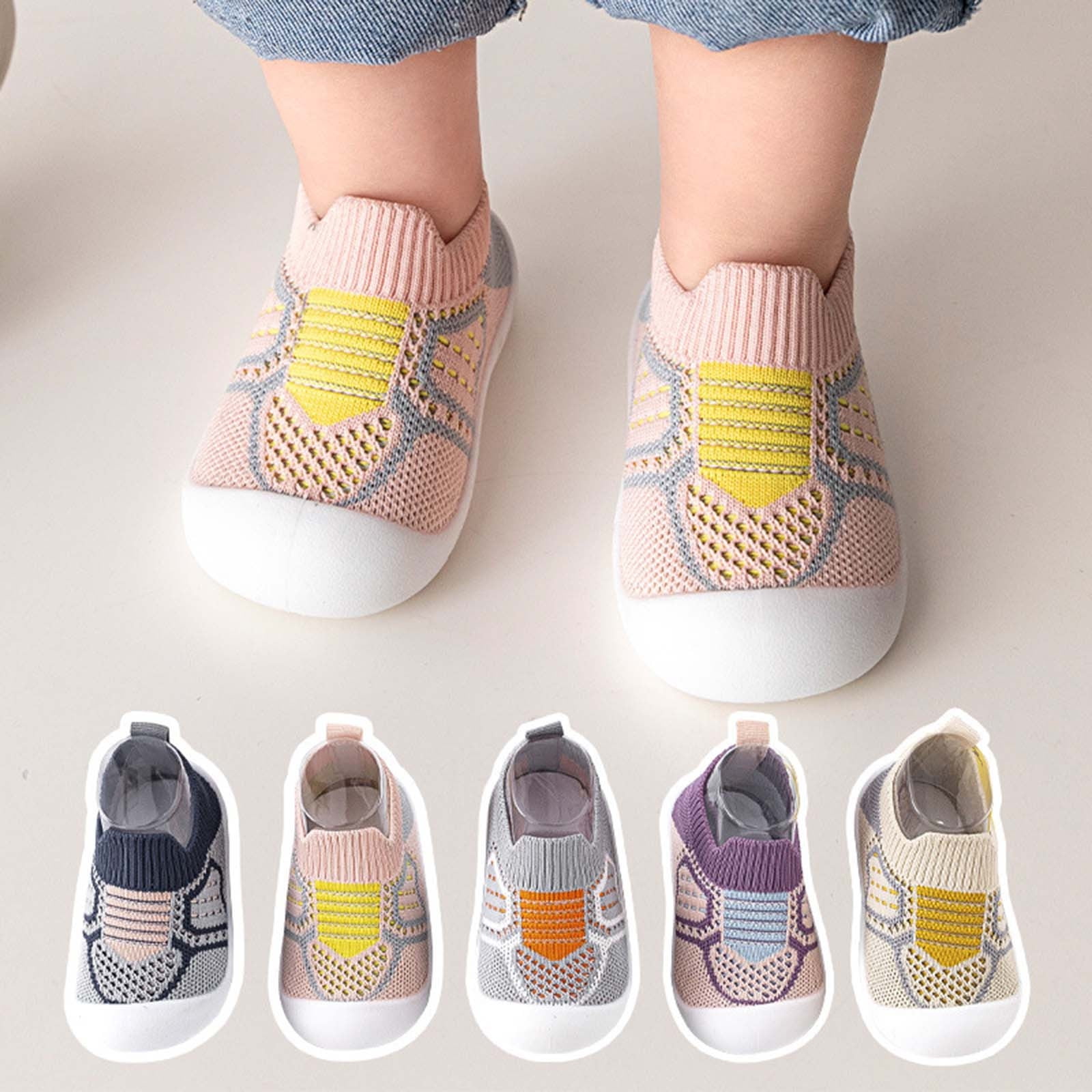 VEKDONE Clearance Girls Boys Sneakers Slip-on Athletic Tennis Shoes Lightweight Breathable Walking Shoes Mesh Soft Falt Sole Sneakers Gray,13
