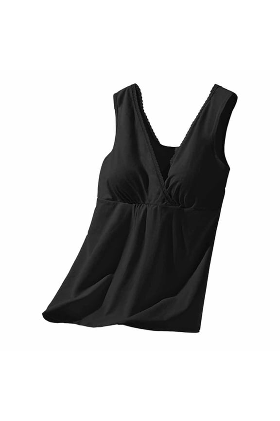 Support Nursing Tank Tops for Breastfeeding, Comfort Stretch Maternity Nursing Tank Top,Modert Vests Maternity Pajama Tops Nursing Cami Sleep Bra with Built in Bra Black XXL