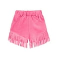 thumbnail image 1 of VEKDONE Velvet Tassels Shorts for Girls Elastic High Waisted Streetwear Shorts Casual Outdoor Solid Color Shorts with Pockets Hot Pink 11 Years, 1 of 6