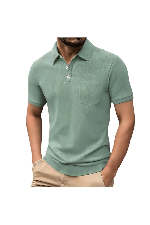Corduroy Shirts for Men Short Sleeve Button Up Lapel Shirt Casual Stretchy Comfy Golf Shirts Solid Color Basic Business Work Shirt Green M