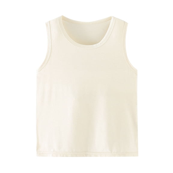 VEKDONE Cotton Camisole for Toddler Kids Soft Comfy Moisture Wick Stretch Undershirts Solid Color Crewneck Tank Tops Camisoles for Toddler Beige 2-3 Years