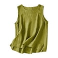 thumbnail image 1 of VEKDONE Cotton Linen Sleeveless Tank Tops for Women Summer Vacation Lounge Tanks Solid Color Loose Crewneck Vests Casual Flowy Ruffled Tops Yellow Large, 1 of 3