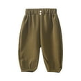 thumbnail image 1 of VEKDONE Cotton Tapered Pants for Children Elastic Waisted Button Long Pants Summer Lightweight Thin Lounge Pants Solid Color Workout Pant Army Green 10-11Years, 1 of 5