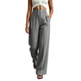 thumbnail image 1 of VEKDONE Dress Pants for Women Dressy Button Zipper Business Work Suit Pants Casual High Waisted Pleated Straight Trousers Solid Color Office Long Pants with Pockets Gray XL, 1 of 6