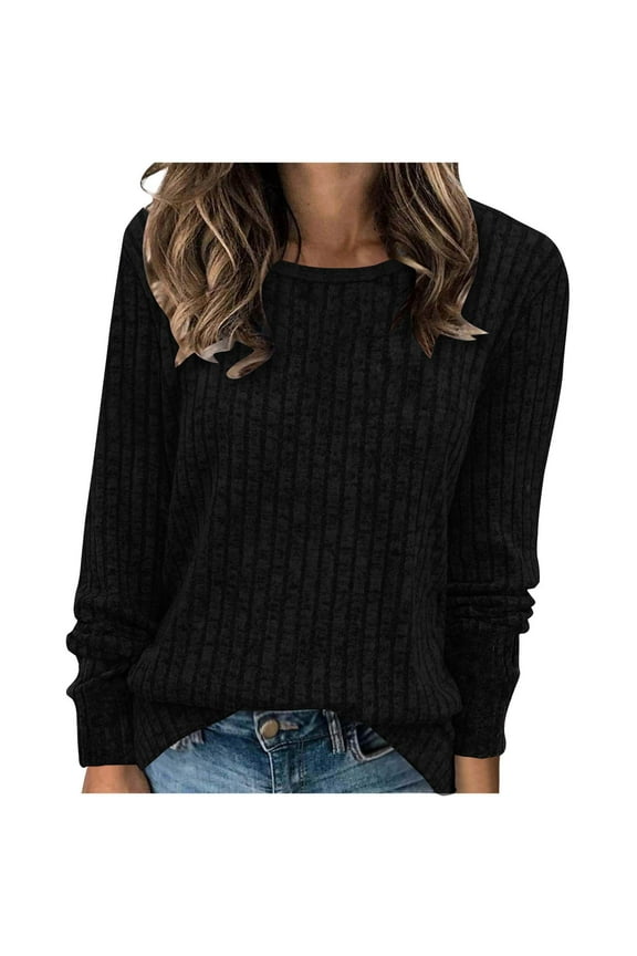 Fall Deal Plus Size Knit Pullover for Women Long Sleeve Square Neck Thin Blouse Solid Color Loose Fit Sweater Fall Winter Trendy Outdoor Top
