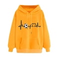 thumbnail image 1 of VEKDONE Fall Winter Hoodie Sweatshirts for Women 2024 Clearance Sale Trendy Heartbeat Print Pullover Long Sleeve Loose Fit Drawstring Hooded Blouse with Pockets Yellow XXL, 1 of 3