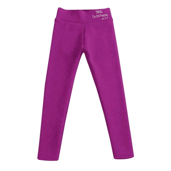 VEKDONE Fashion Letter Print Leggings for Women Fall Winter High Waisted Stretchy Tights Sherpa Lined Fleece Warm Long Pants Trendy Slim Yoga Pant Hot Pink M