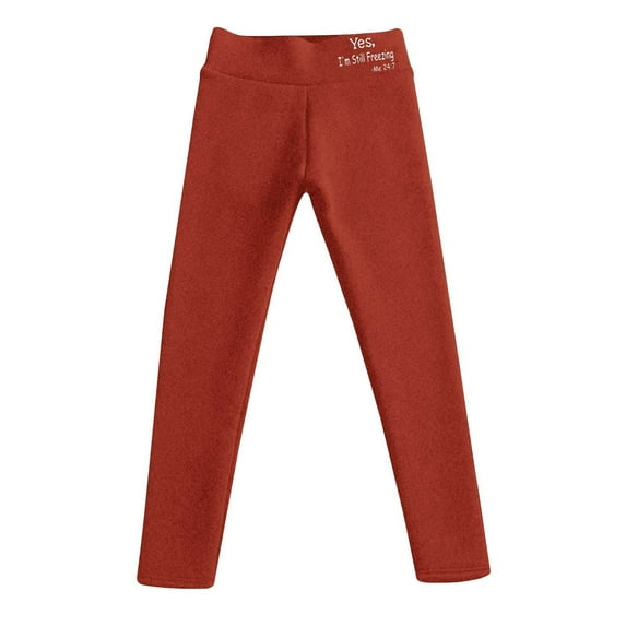 VEKDONE Fashion Letter Print Leggings for Women Fall Winter High Waisted Stretchy Tights Sherpa Lined Fleece Warm Long Pants Trendy Slim Yoga Pant Red XL