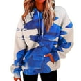 thumbnail image 1 of VEKDONE Fashion Print Hoodie Sweatshirts for Women 2025 Clearance Sale Fall Long Sleeve Drawstring Hooded Pullover Teen Girl Loose Fit Outwear Y2K Blouse Blue XXL, 1 of 4