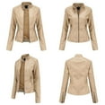 thumbnail image 1 of VEKDONE Faux Leather Jacket Women Bomber Jacket Fashion Windproof Motorcycle Jackets Plus Size Slim Fit Leather Coats Full Zip Up Lightwieght Coat with Pockets, 1 of 1