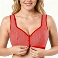 thumbnail image 1 of VEKDONE Front Closure Bra for Women No Underwire Full Coverage Striped Comfort Breathable Bra Seamless Supportive Bralettes Everyday Bra Red Size L, 1 of 8