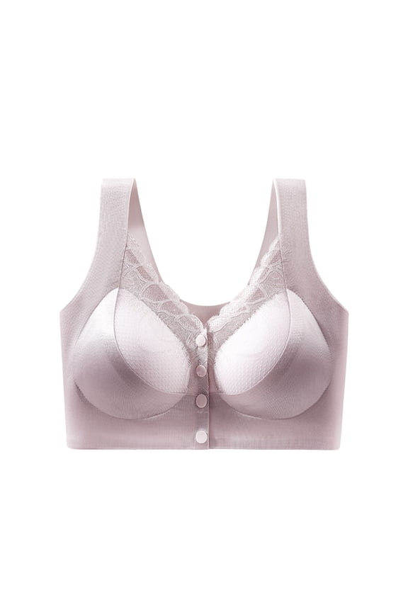 Front Closure Bras for Women Senior Wire-Free Push Up Bra Stretchy Strap Full Coverage Comfort Seamless Support Bra Everyday Bra Purple Size XXXL