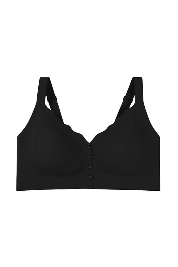 Front Closure Bras for Women Wireless Plus Size No Underwire Seamless Mastectomy Bralette Adjustable Straps Comfort Everyday Bra Black Size 48