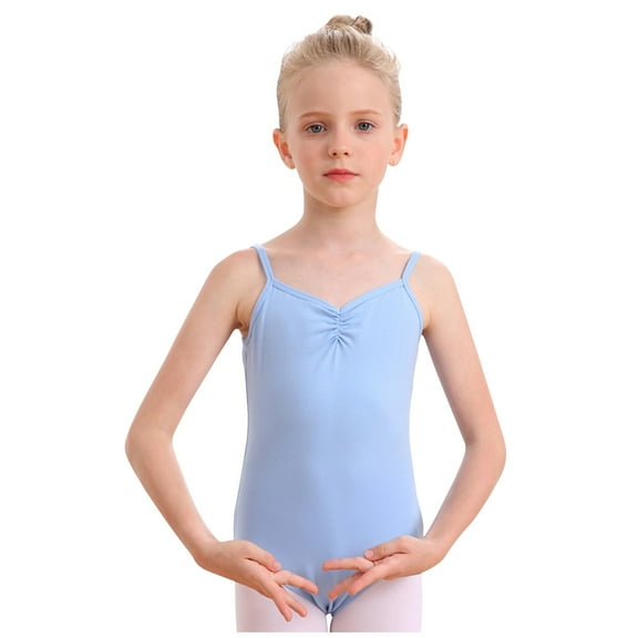 VEKDONE Girls Cotton Dance Tank Tops Racerback Camisole Undershirts Spaghetti Strap Camis Dance One-Piece Clothes for Girls Dancewear Gymnastics Blue 4-5 Years