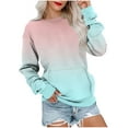 thumbnail image 1 of VEKDONE Gradient Color Sweatshirts for Women Long Sleeve Crewneck Pullover Casual Loose Fit Thin Fleece Tops Outdoor Streetwear Blouse Fall Clothes Top, 1 of 6