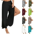 thumbnail image 1 of VEKDONE Harem Pants for Women Double High Slit Leg Flowy Yoga Pant Pilates Dance Hippie Wrap Beach Cover-Up Pants Solid Color Hollow Out Long Pants, 1 of 7