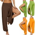 thumbnail image 1 of VEKDONE Harem Pants for Women Double High Slit Leg Flowy Yoga Pant Pilates Dance Hippie Wrap Beach Cover-Up Pants Solid Color Hollow Out Long Pants, 1 of 9