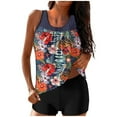 thumbnail image 1 of VEKDONE Hawaiian Print Swimsuit for Women Tankini Tummy Control Bathing Suit with Boyshort Two Piece Summer Loose Fit Vacation Beach Swimwear B Multicolor XL, 1 of 6