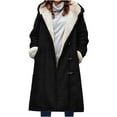 thumbnail image 1 of VEKDONE Hoodie Jackets for Women 2025 Clearance Fall Winter Lined Fleece Horn Button Coat with Pockets Solid Color Plush Warm Long Hooded Outwear Black XXL, 1 of 5