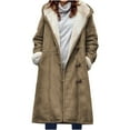thumbnail image 1 of VEKDONE Hoodie Jackets for Women 2026 Fall Winter Lined Fleece Horn Button Coat with Pockets Solid Color Plush Warm Long Hooded Outwear Khaki XXL, 1 of 5