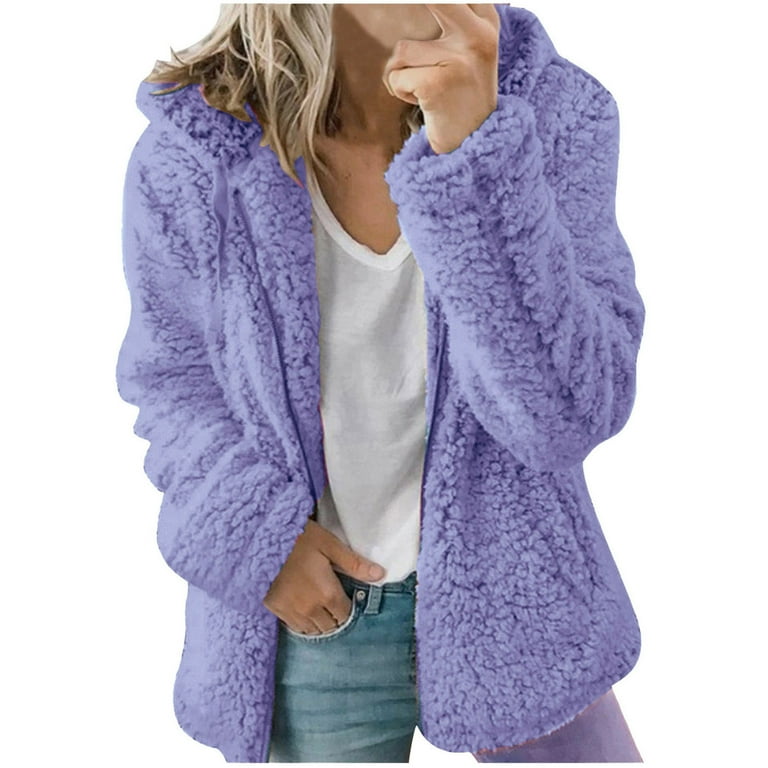 Faux fur long sleeve plain loose hoodie deals