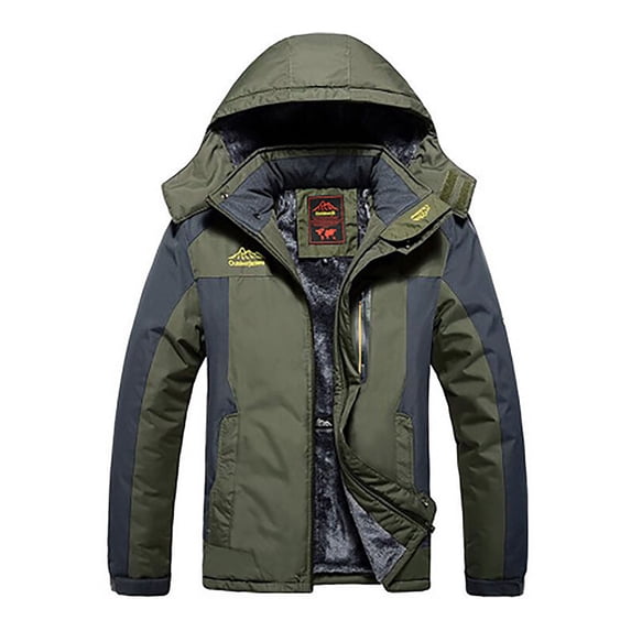 VEKDONE Hoodies Jackets for Women Winter Thicken Warm Outdoor Windbreaker Full Zipper Plus Size Waterproof Hooded Jacket Windproof Mountain Coat Army Green L
