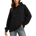 thumbnail image 1 of VEKDONE Hoodies for Women Long Sleeve Drawstring Hood Sweatshirt with Kangaroo Pocket Oversized Loose Fit Casual Solid Color Pullover Sweatshirt Black XXXL, 1 of 8