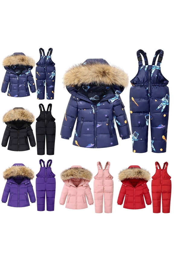 Jackets for Baby Clearance Child's Baby Boy's Girl's Down Warm Jacket Coat Jumpsuit Rompers Suit Winter Windproof Ski Suit