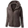 thumbnail image 1 of VEKDONE Junior Sweatshirt Zip Up Women's Fleece Hooded Jacket Coat Fall Fashion Zipper Long Sleeve Jacket Coat Outwear Coffee,XXXXXL, 1 of 3