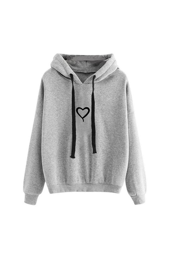 Junior Sweatshirts Hoodies Zip Front Teen Girls Sweatshirt Love Heart Graphic Cute Sweatshirt Long Sleeve Hoodies Drawstring Blouse Gray,S